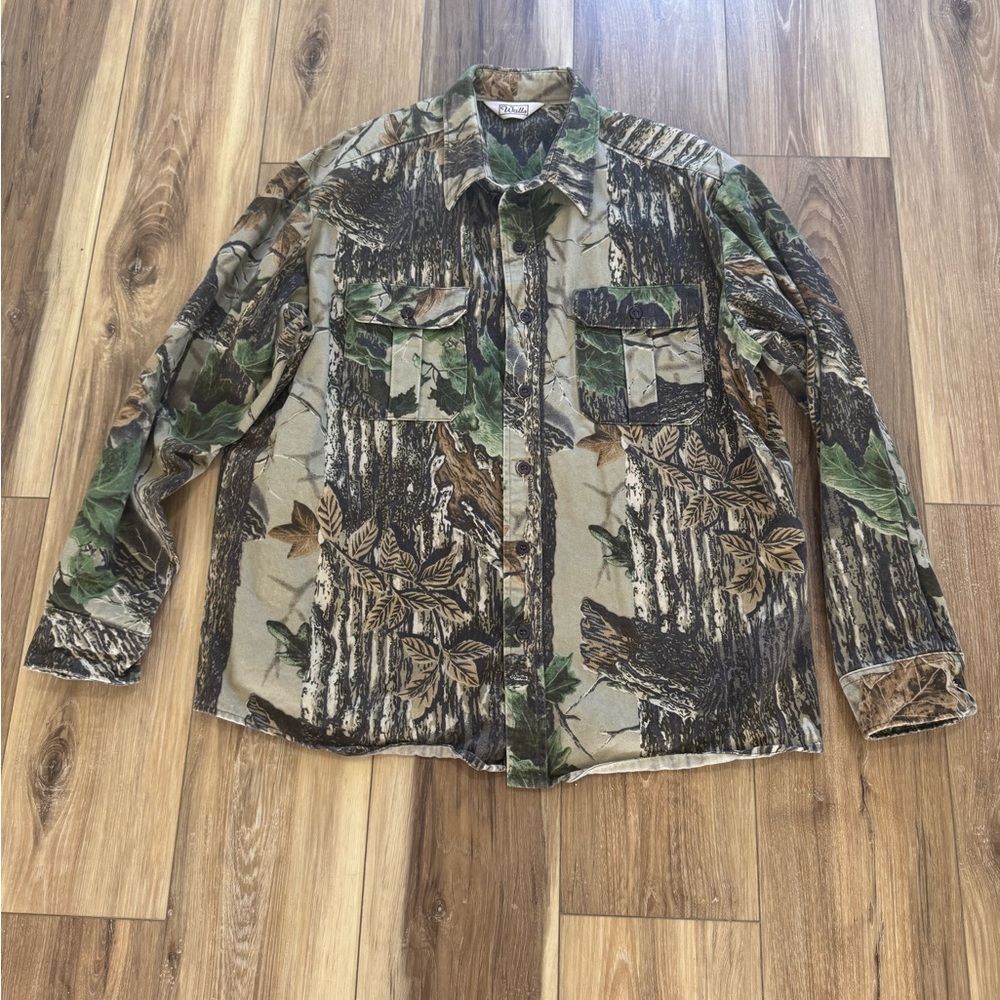 Walls mens Camouflage real tree hardwoods heavy button up long sleeve shirt